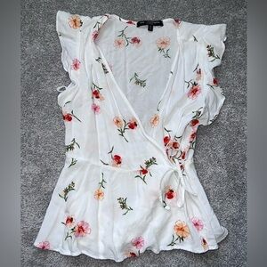 Floral Print Ruffle Blouse